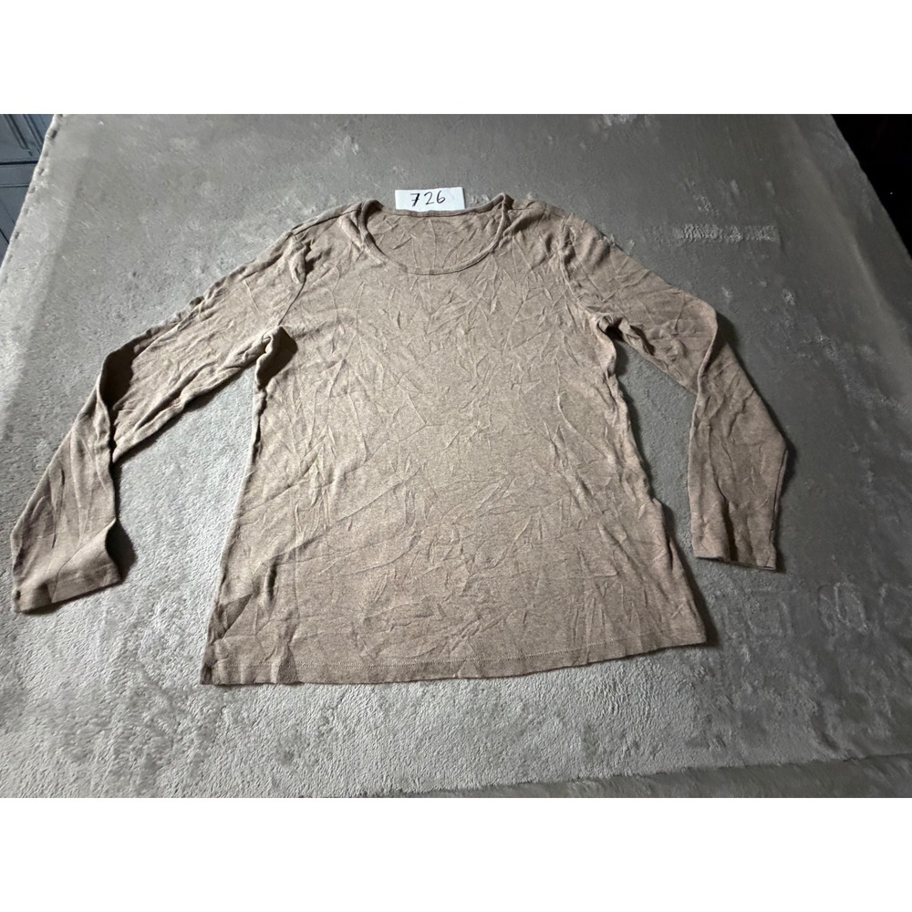 Three Dots Long Sleeve Top Womens LG Toast Heather Crew XWSL34101HE
